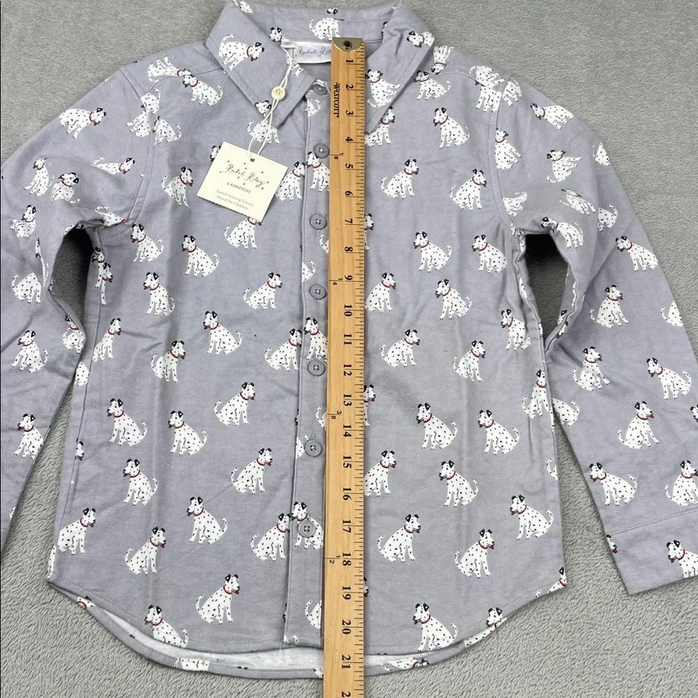 NEW Rachel & Riley 8 Kids 100% Cotton Gray Dalmatian Dog Button Down Shirt‎